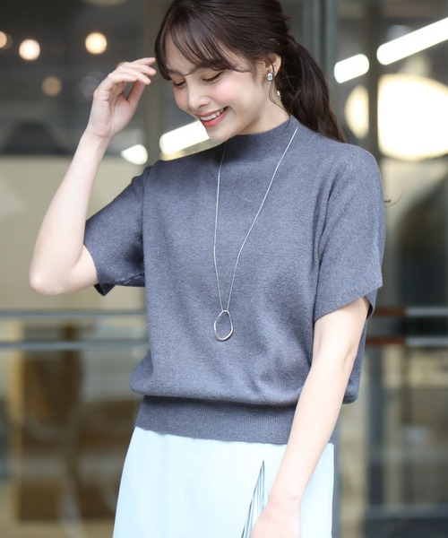 エーレスタイル Ehre style 今からの季節とにかく使える！半袖ニット （ホワイト） エーレスタイル Ehre style 今からの季節とにかく使える！半袖