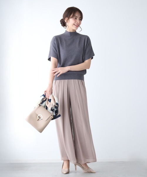 Ehre style(エーレスタイル)の「今からの季節とにかく使える!半袖ニット(ニット/セーター・レディース・チャコールグレー/ベージュ/ホワイト・FREE)」の5枚目の写真