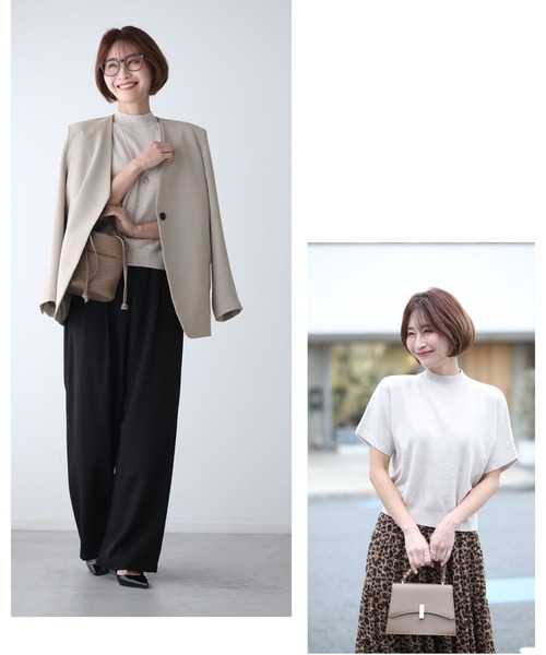Ehre style(エーレスタイル)の「今からの季節とにかく使える!半袖ニット(ニット/セーター・レディース・チャコールグレー/ベージュ/ホワイト・FREE)」の19枚目の写真