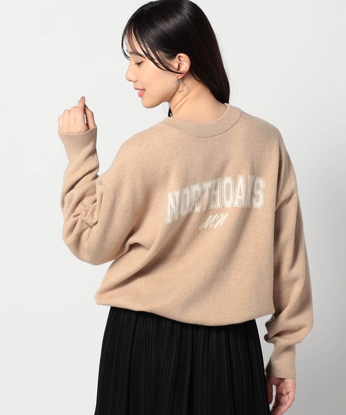 Grand PARK（グランドパーク）の「前後2WAY コットンカシミヤ ロゴニット（ニット/セーター・レディース・ライトグレー/ホワイト/ベージュ・FREE）」の3枚目の写真