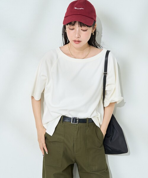 FREAK'S STORE(フリークスストア)の「2way スムースラグランビッグTシャツ(Tシャツ/カットソー・レディース・ブラック/ピンク/オフホワイト・フリ-)」の1枚目の写真