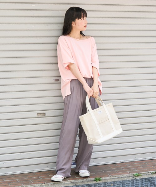 FREAK'S STORE(フリークスストア)の「2way スムースラグランビッグTシャツ(Tシャツ/カットソー・レディース・ブラック/ピンク/オフホワイト・フリ-)」の5枚目の写真