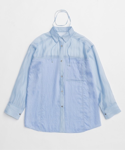 Sheer Docking Oversized Shirt/シアードッキングオーバーシャツ