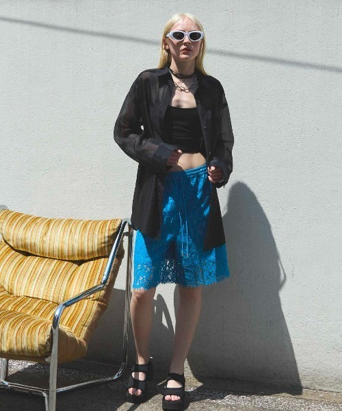 MAISON SPECIAL(メゾンスペシャル)の「Sheer Docking Oversized Shirt/シアードッキングオーバーシャツ■セットアップ対応■(シャツ/ブラウス・レディース・ホワイト/ブラック/ブルー/ピンク・FREE)」の7枚目の写真