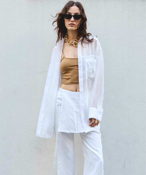Sheer Docking Oversized Shirt/シアードッキングオーバーシャツ