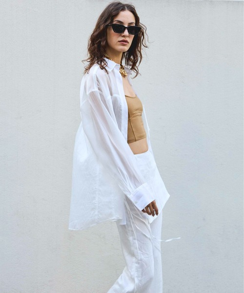 Sheer Docking Oversized Shirt/シアードッキングオーバーシャツ
