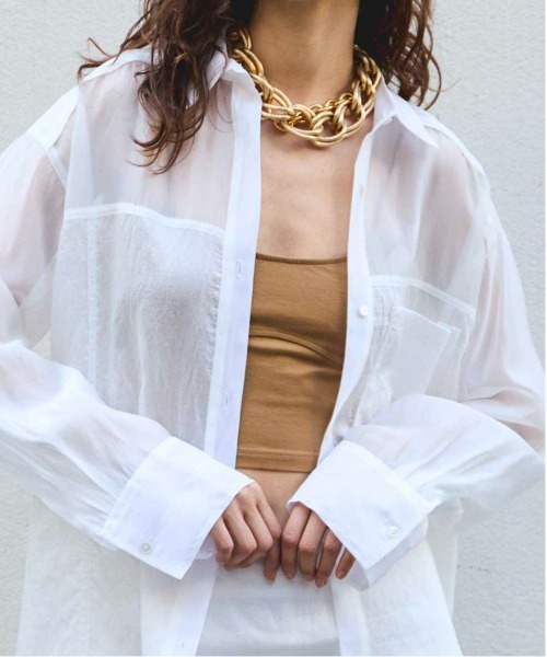 試着のみ★メゾンスペシャル★シアーシャツ MAISON SPECIAL ブラウス シャツ Sheer Short Length Shirt