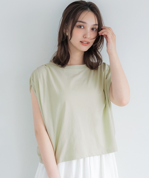 coca(coca)(コカ)の「袖タックTシャツ(Tシャツ/カットソー・レディース・グレー/ホワイト/ブラック/ライトグリーン・M/S/L)」の4枚目の写真