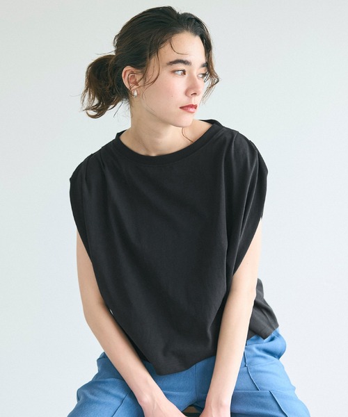 coca(coca)(コカ)の「袖タックTシャツ(Tシャツ/カットソー・レディース・グレー/ホワイト/ブラック/ライトグリーン・M/S/L)」の14枚目の写真