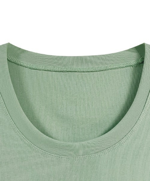 ReRe(リリ)の「UネックシンプルTシャツ(Tシャツ/カットソー・レディース・グレー/ダークグリーン/グレイッシュベージュ/ブラック/ホワイト/グリーン/レッド/イエロー/パープル/インディゴブルー・FREE)」の15枚目の写真
