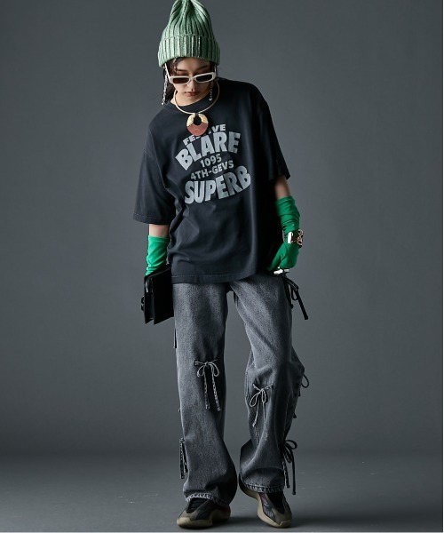 GEVS.(ジェイヴィス)の「綿100%ピグメント染ロゴプリントTシャツ<大きいサイズ有>GEVS.(Tシャツ/カットソー・レディース・スミクロ/アイボリー・M/L/LL/3L/4L/5L)」の6枚目の写真