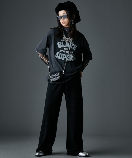 GEVS.(ジェイヴィス)の「綿100%ピグメント染ロゴプリントTシャツ<大きいサイズ有>GEVS.(Tシャツ/カットソー・レディース・スミクロ/アイボリー・M/L/LL/3L/4L/5L)」の7枚目の写真