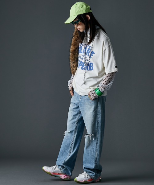 GEVS.(ジェイヴィス)の「綿100%ピグメント染ロゴプリントTシャツ<大きいサイズ有>GEVS.(Tシャツ/カットソー・レディース・スミクロ/アイボリー・M/L/LL/3L/4L/5L)」の12枚目の写真
