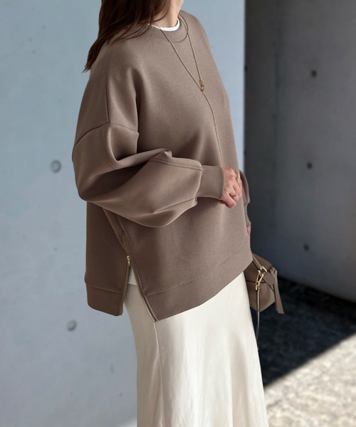 セール】ダンボールサイドジップクルーネックプルオーバー（スウェット