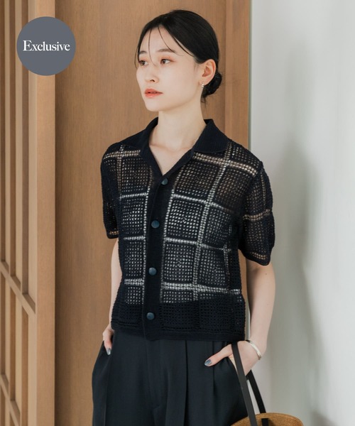 URBAN RESEARCH(アーバンリサーチ)の「『別注』ROUTINE×URBAN RESEARCH クロシェシャツ(シャツ/ブラウス・レディース・ネイビー/キャメル・FREE)」の2枚目の写真
