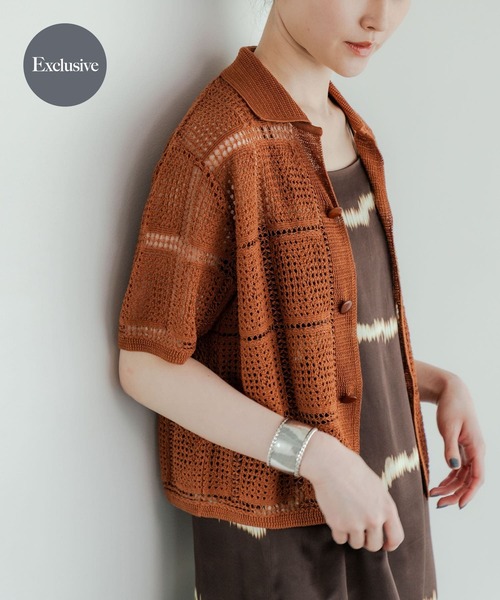 URBAN RESEARCH(アーバンリサーチ)の「『別注』ROUTINE×URBAN RESEARCH クロシェシャツ(シャツ/ブラウス・レディース・ネイビー/キャメル・FREE)」の1枚目の写真