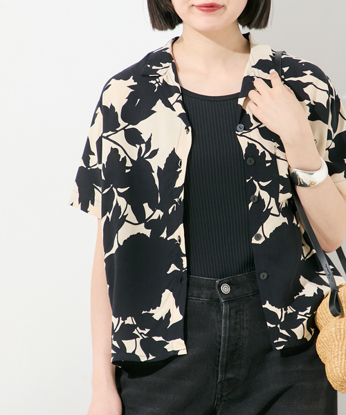 journal standard L'essage（ジャーナルスタンダードレサージュ）の「《追加》《別注》【LUSANA / ルサーナ】TINA SHIRTS：シャツ（シャツ/ブラウス・レディース・オートミール/ブラック系その他・SMALL）」の2枚目の写真