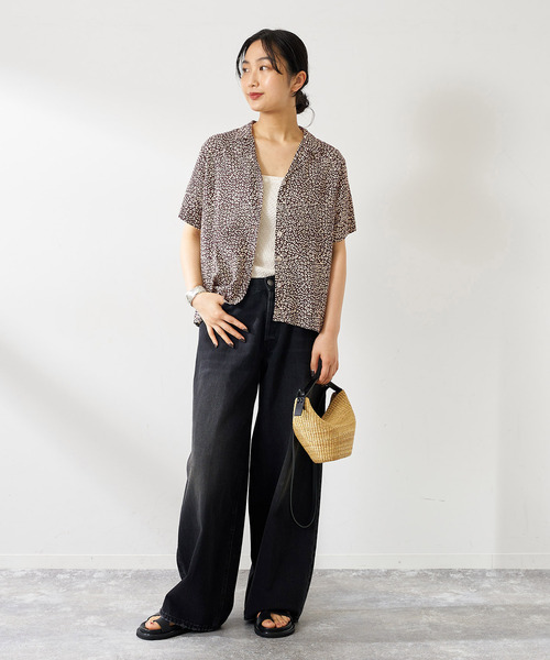 journal standard L'essage（ジャーナルスタンダードレサージュ）の「《追加》《別注》【LUSANA / ルサーナ】TINA SHIRTS：シャツ（シャツ/ブラウス・レディース・オートミール/ブラック系その他・SMALL）」の12枚目の写真