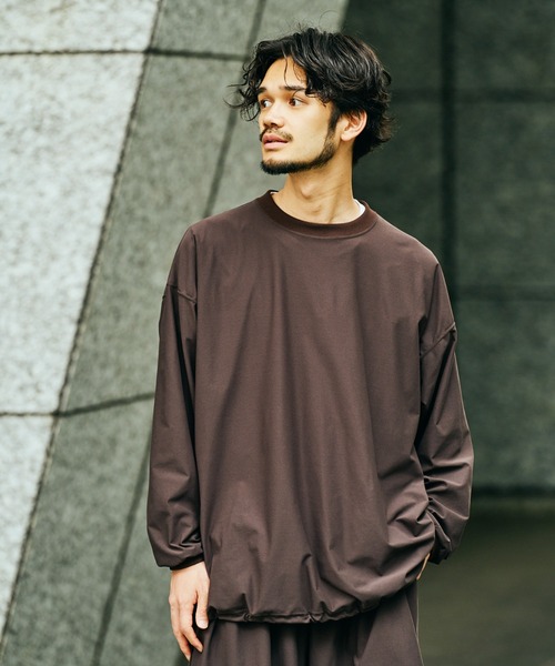 SUNNY SPORTS(サニースポーツ)の「SUNNY SPORTS / サニースポーツ DRAWSTRING BIGGEST CREW L/S TEE Primeflex ドローストリングTシャツ ビッグシルエット 長袖Tシャツ プライムフレックス(Tシャツ/カットソー・メンズ・ホワイト/ブラック/オリーブ/ブラウン・LARGE/MEDIUM)」の1枚目の写真