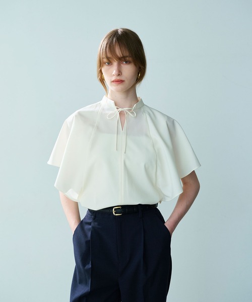 N.O.R.C(ノーク)の「ウォッシャブルラッフルブラウス【CLEAN MOTION】(シャツ/ブラウス・レディース・チャコール/ネイビー/オフホワイト・フリー)」の1枚目の写真
