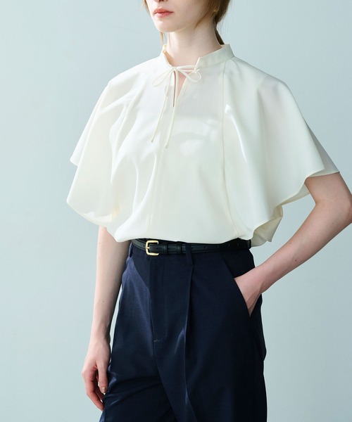 N.O.R.C(ノーク)の「ウォッシャブルラッフルブラウス【CLEAN MOTION】(シャツ/ブラウス・レディース・チャコール/ネイビー/オフホワイト・フリー)」の7枚目の写真