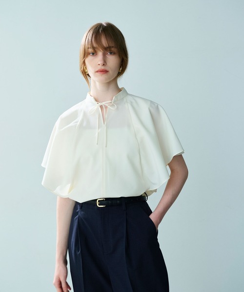 N.O.R.C(ノーク)の「ウォッシャブルラッフルブラウス【CLEAN MOTION】(シャツ/ブラウス・レディース・チャコール/ネイビー/オフホワイト・フリー)」の4枚目の写真