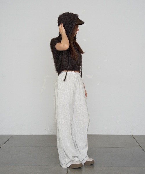 RAY CASSIN（レイカズン）の「シャギーフード半袖ニットプルオーバー（ニット/セーター・レディース・アイボリー/チャコールグレー/ベージュ・FREE）」の22枚目の写真