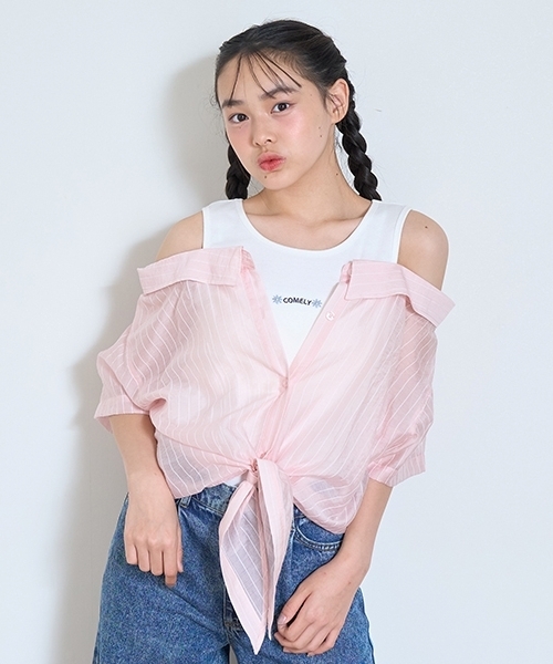 LOVETOXIC（ラブトキシック）の「【7days】レイヤードドッキングシャツ（シャツ/ブラウス・キッズ・ピンク/エメラルド/サックスブルー・S:140cm/M:150cm/L:160cm）」の3枚目の写真