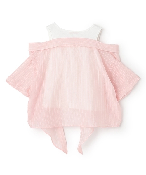 LOVETOXIC（ラブトキシック）の「【7days】レイヤードドッキングシャツ（シャツ/ブラウス・キッズ・ピンク/エメラルド/サックスブルー・S:140cm/M:150cm/L:160cm）」の4枚目の写真