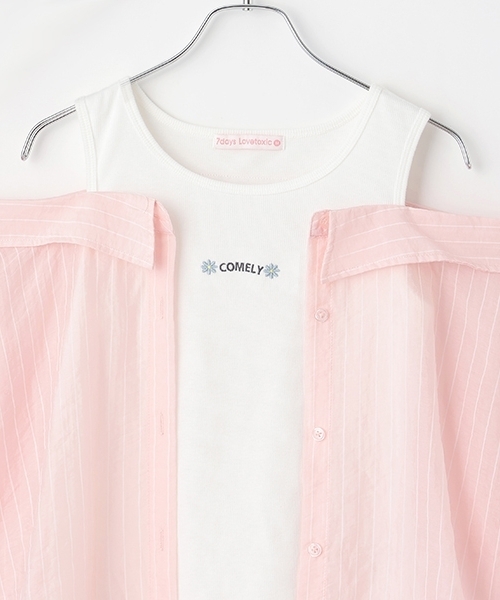 LOVETOXIC（ラブトキシック）の「【7days】レイヤードドッキングシャツ（シャツ/ブラウス・キッズ・ピンク/エメラルド/サックスブルー・S:140cm/M:150cm/L:160cm）」の5枚目の写真