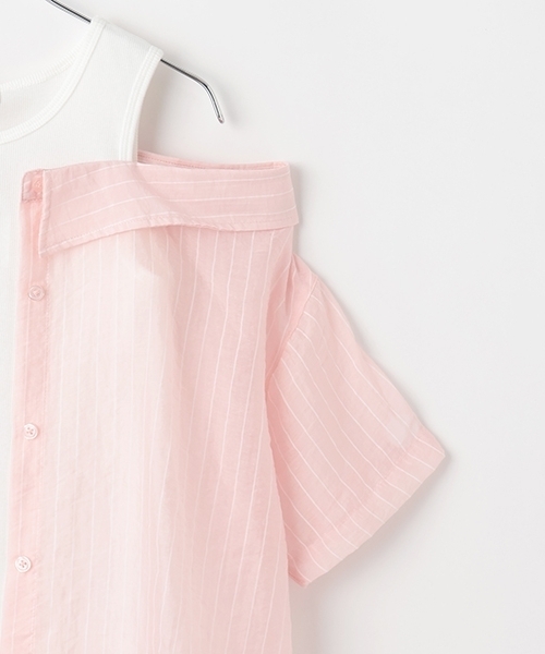 LOVETOXIC（ラブトキシック）の「【7days】レイヤードドッキングシャツ（シャツ/ブラウス・キッズ・ピンク/エメラルド/サックスブルー・S:140cm/M:150cm/L:160cm）」の8枚目の写真