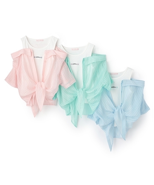 LOVETOXIC（ラブトキシック）の「【7days】レイヤードドッキングシャツ（シャツ/ブラウス・キッズ・ピンク/エメラルド/サックスブルー・S:140cm/M:150cm/L:160cm）」の13枚目の写真