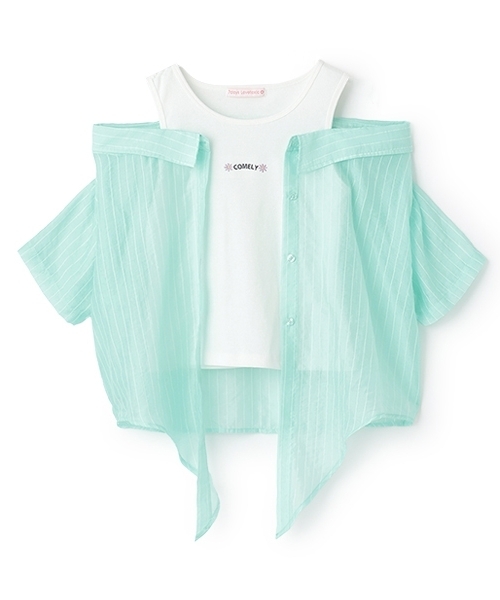 LOVETOXIC（ラブトキシック）の「【7days】レイヤードドッキングシャツ（シャツ/ブラウス・キッズ・ピンク/エメラルド/サックスブルー・S:140cm/M:150cm/L:160cm）」の15枚目の写真