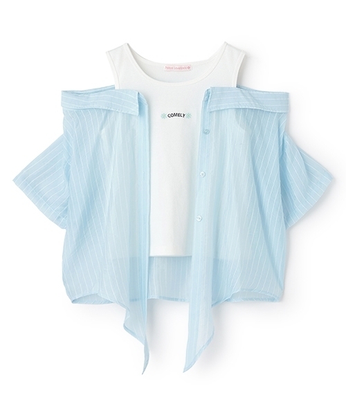 LOVETOXIC（ラブトキシック）の「【7days】レイヤードドッキングシャツ（シャツ/ブラウス・キッズ・ピンク/エメラルド/サックスブルー・S:140cm/M:150cm/L:160cm）」の16枚目の写真