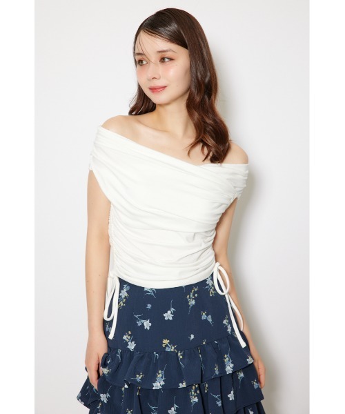 rienda（リエンダ）の「カシュクールサイドドロストトップス 夏服（Tシャツ/カットソー・レディース・ブラック/ホワイト/ブラウン・FREE）」の8枚目の写真