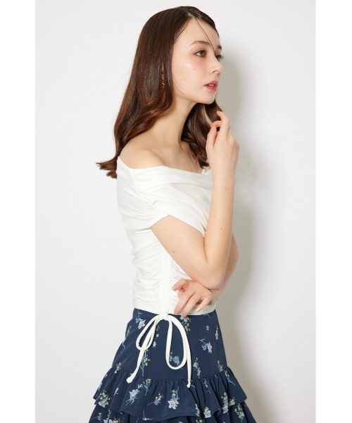rienda（リエンダ）の「カシュクールサイドドロストトップス 夏服（Tシャツ/カットソー・レディース・ブラック/ホワイト/ブラウン・FREE）」の9枚目の写真