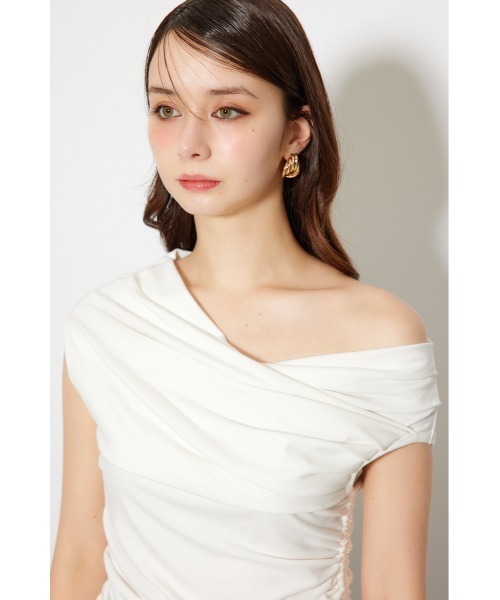 rienda（リエンダ）の「カシュクールサイドドロストトップス 夏服（Tシャツ/カットソー・レディース・ブラック/ホワイト/ブラウン・FREE）」の13枚目の写真