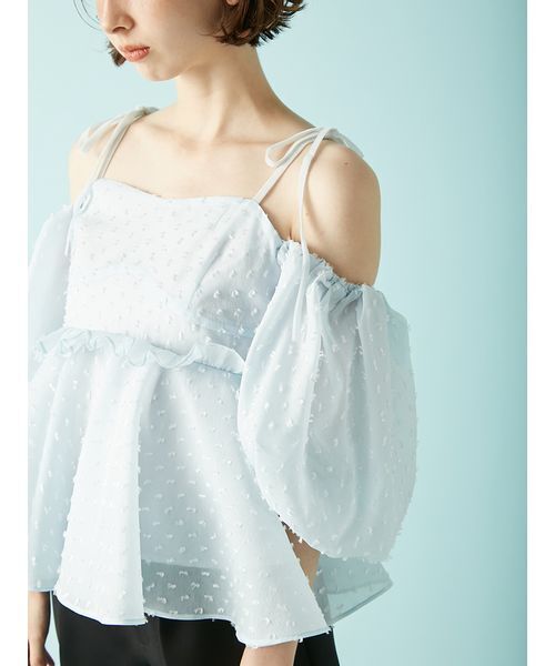 LILY BROWN（リリーブラウン）の「3wayジャガードペプラムビスチェ（シャツ/ブラウス・レディース・ブラック/ブラウン/ブルー・F）」の21枚目の写真