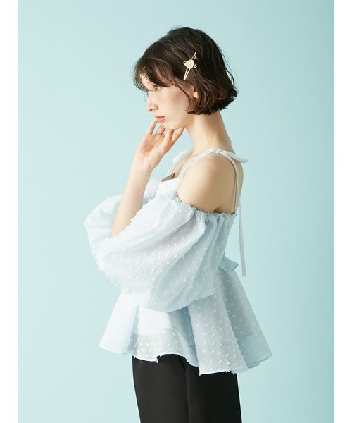 【完売品】リリーブラウン3WAY ジャガードペプラムビスチェ グリーン LILY BROWN 新作10%OFF リリー ブラウン トップス 25秋冬 3way