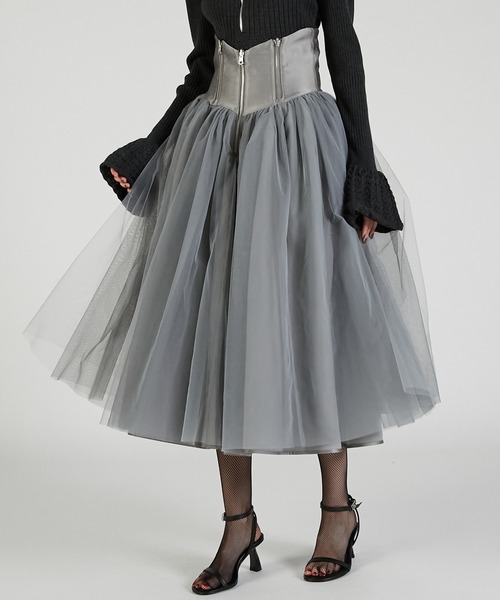 PRANK PROJECT(プランクプロジェクト)の「リバーシブルチュールスカート / Reversible Tulle Skirt(スカート・レディース・ブラック/グレー/レッド・38/36)」の13枚目の写真