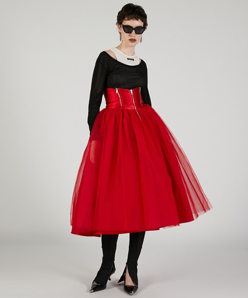 PRANK PROJECT(プランクプロジェクト)の「リバーシブルチュールスカート / Reversible Tulle Skirt(スカート・レディース・ブラック/グレー/レッド・38/36)」の5枚目の写真