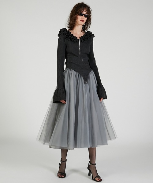 PRANK PROJECT(プランクプロジェクト)の「リバーシブルチュールスカート / Reversible Tulle Skirt(スカート・レディース・ブラック/グレー/レッド・38/36)」の7枚目の写真