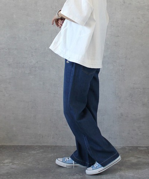 SELECT LEVERY(セレクトリベリー)の「ウエストゴム 麻混デニムワイドパンツ(デニムパンツ・レディース・ネイビー/ワンウォッシュ/ブルー/ホワイト・X-LARGE/LARGE/SMALL/MEDIUM)」の10枚目の写真