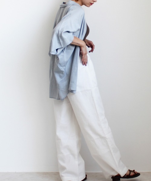 SELECT LEVERY(セレクトリベリー)の「ウエストゴム 麻混デニムワイドパンツ(デニムパンツ・レディース・ネイビー/ワンウォッシュ/ブルー/ホワイト・X-LARGE/LARGE/SMALL/MEDIUM)」の7枚目の写真