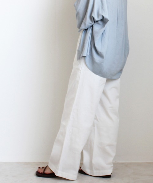 SELECT LEVERY(セレクトリベリー)の「ウエストゴム 麻混デニムワイドパンツ(デニムパンツ・レディース・ネイビー/ワンウォッシュ/ブルー/ホワイト・X-LARGE/LARGE/SMALL/MEDIUM)」の8枚目の写真
