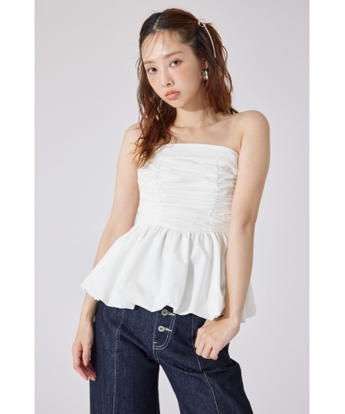 rienda(リエンダ)の「ペプラムベアトップス 夏服(シャツ/ブラウス・レディース・ブラック系その他/ホワイト/ベージュ系その他・SMALL/MEDIUM)」の4枚目の写真