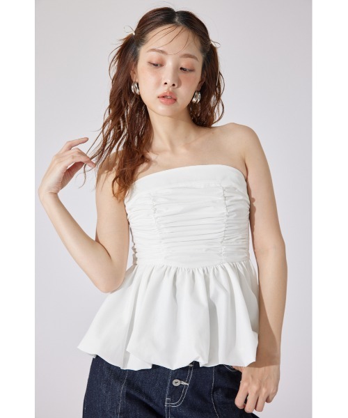 rienda(リエンダ)の「ペプラムベアトップス 夏服(シャツ/ブラウス・レディース・ブラック系その他/ホワイト/ベージュ系その他・SMALL/MEDIUM)」の5枚目の写真