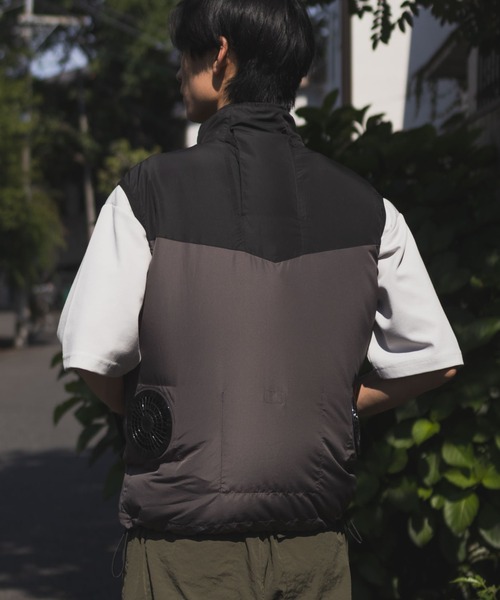 NAVY(ネイビー)の「NAVYファン付きベスト【空調風神服(R)」×「EXFROZEN」コラボ! 】(小型軽量 大容量バッテリー ファン着脱式 保冷剤専用ポケット)(ベスト・メンズ・チャコールグレー/ブラック/カーキ・M/L/XL)」の19枚目の写真