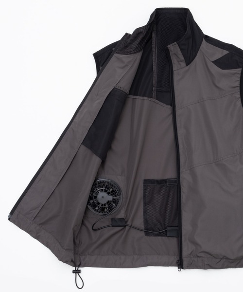 NAVY(ネイビー)の「NAVYファン付きベスト【空調風神服(R)」×「EXFROZEN」コラボ! 】(小型軽量 大容量バッテリー ファン着脱式 保冷剤専用ポケット)(ベスト・メンズ・チャコールグレー/ブラック/カーキ・M/L/XL)」の8枚目の写真