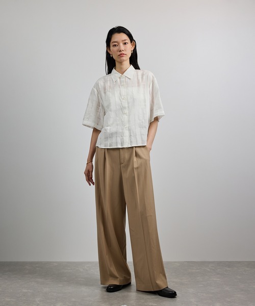 ROPE'(ロペ)の「【洗える】シアーチェッククロップド5分袖シャツ/セットアップ対応(シャツ/ブラウス・レディース・ホワイト・FREE)」の16枚目の写真
